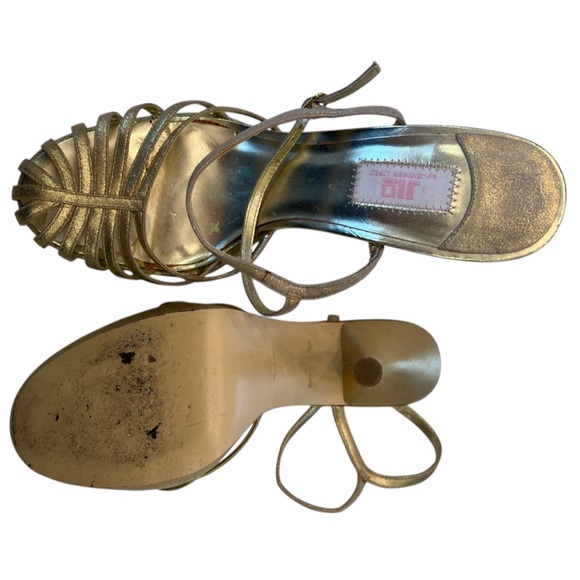 Gold strappy leather heels - Picture 3 of 5